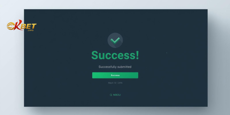 Confirmation screen showing successful submission